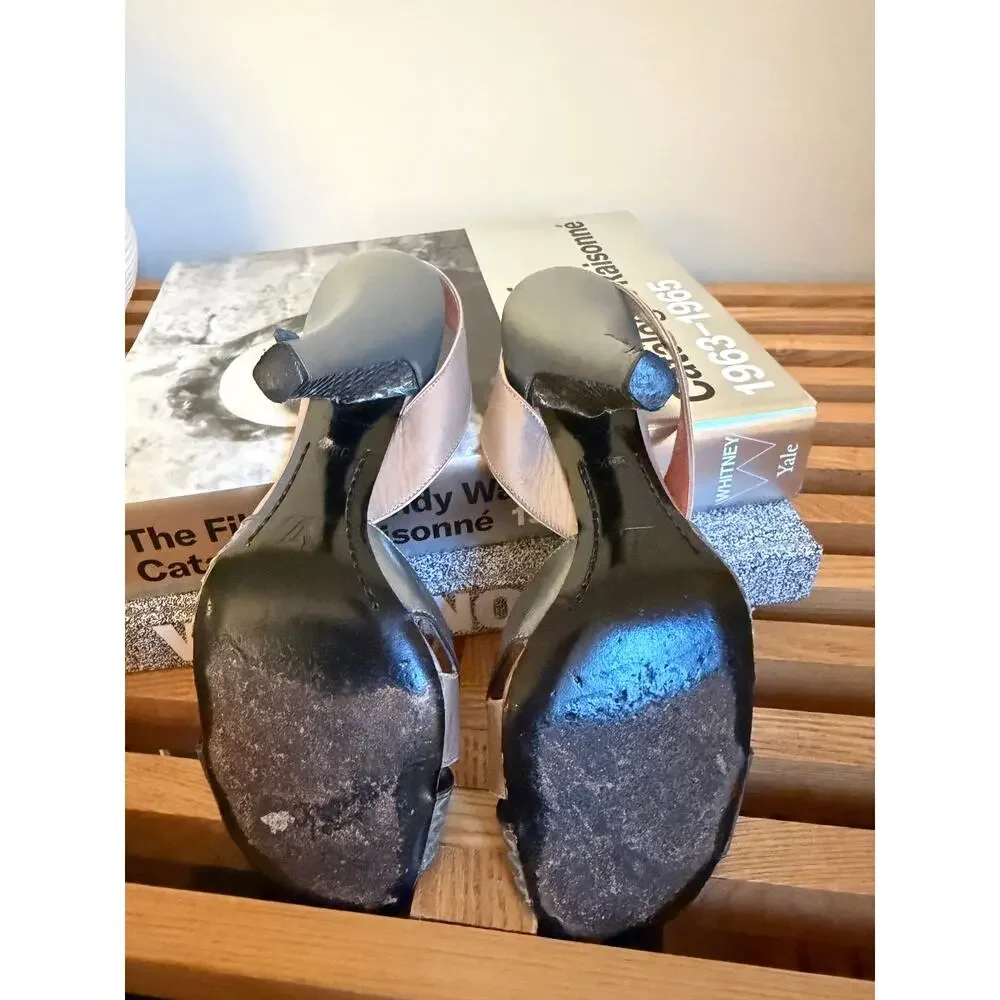 Vintage Louis Vuitton Metallic Leather & Snakeskin Slingback Heels Size 38.5